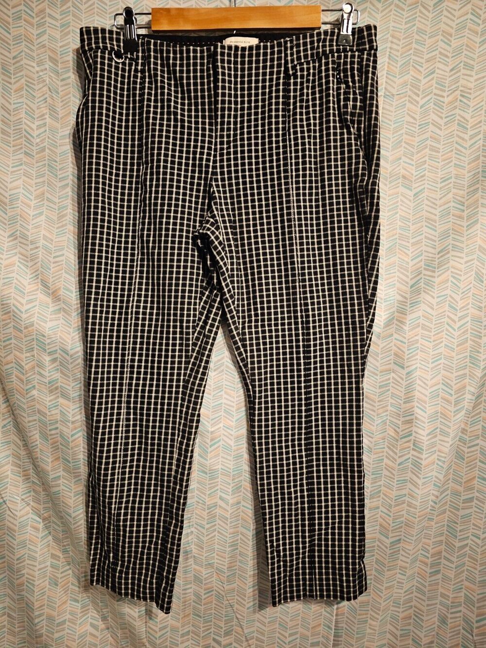 Anthropologie Pants Womens 8 Plaid Black /White The Essential Slim Work Pants